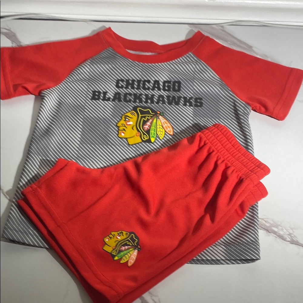 NHL Youth Red and Gray Striped Jersey